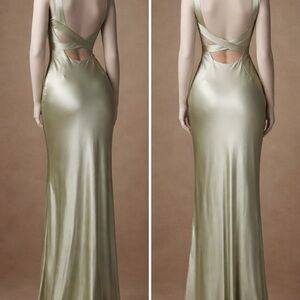Meshki Ensley Satin Maxi Dress - Sage